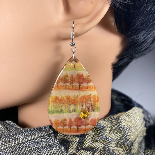 Fall wood earrings