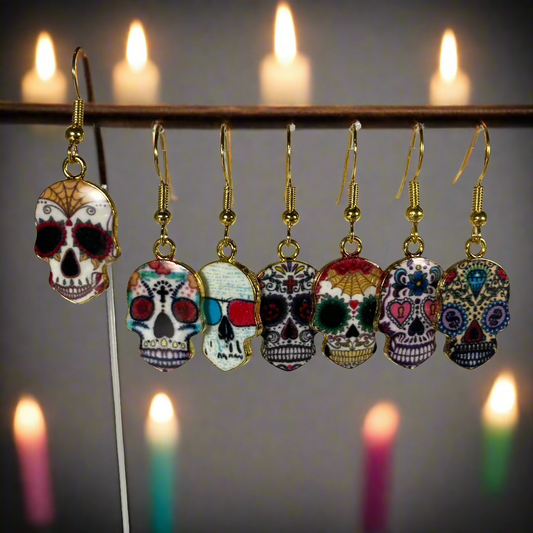 Day of the Dead sugar skulls charm earrings