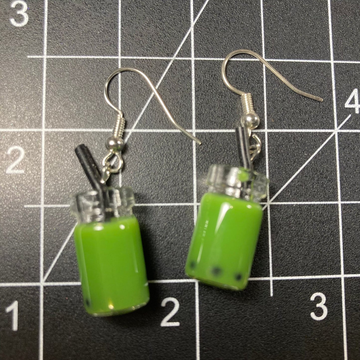 Seaweed  Green Boba Tea Earrings