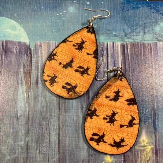 Witches on brooms earrings