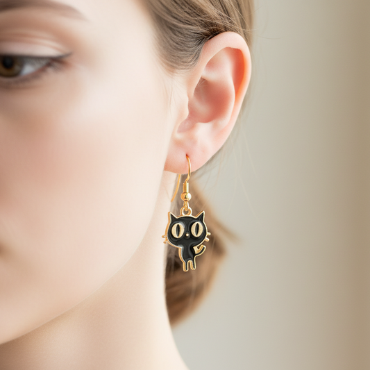 Big eyed cat earrings