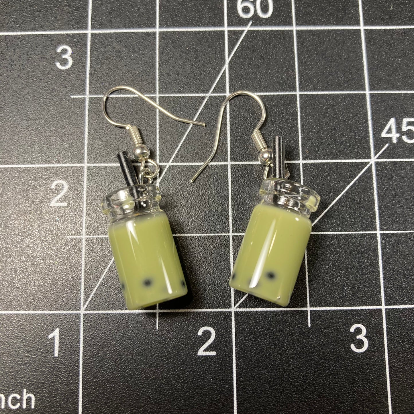 Matcha Green Boba Tea Earrings