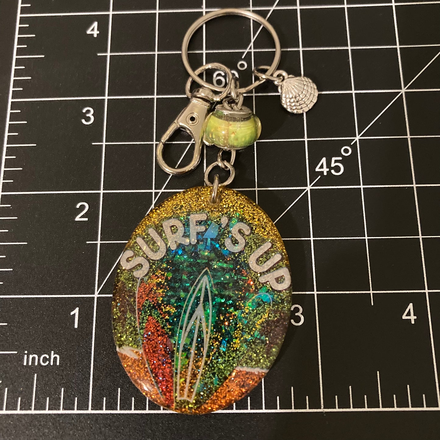 Keychain, bag charm, surf's up, summer vibes