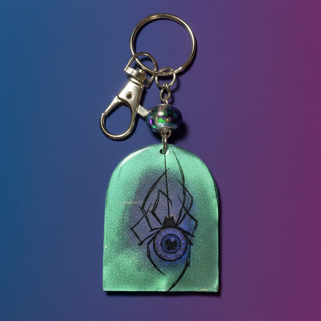 Bag charm, keychain, spider & eyeball