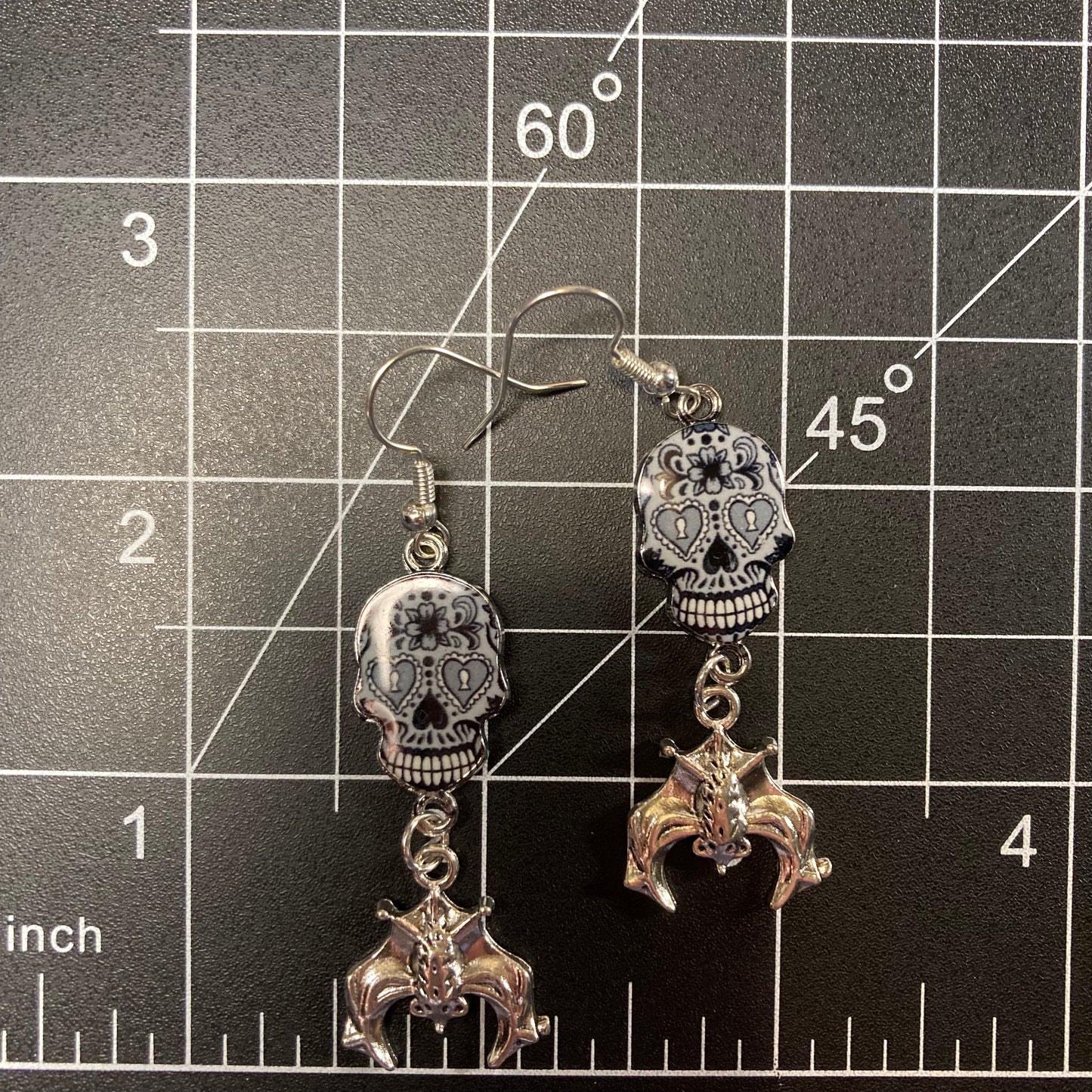 Sugar Skull Earrings & bat (s2)