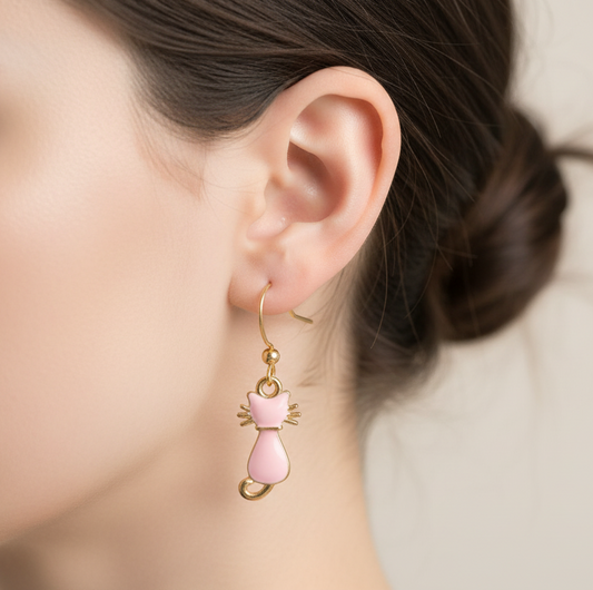 Pink kitty Earrings