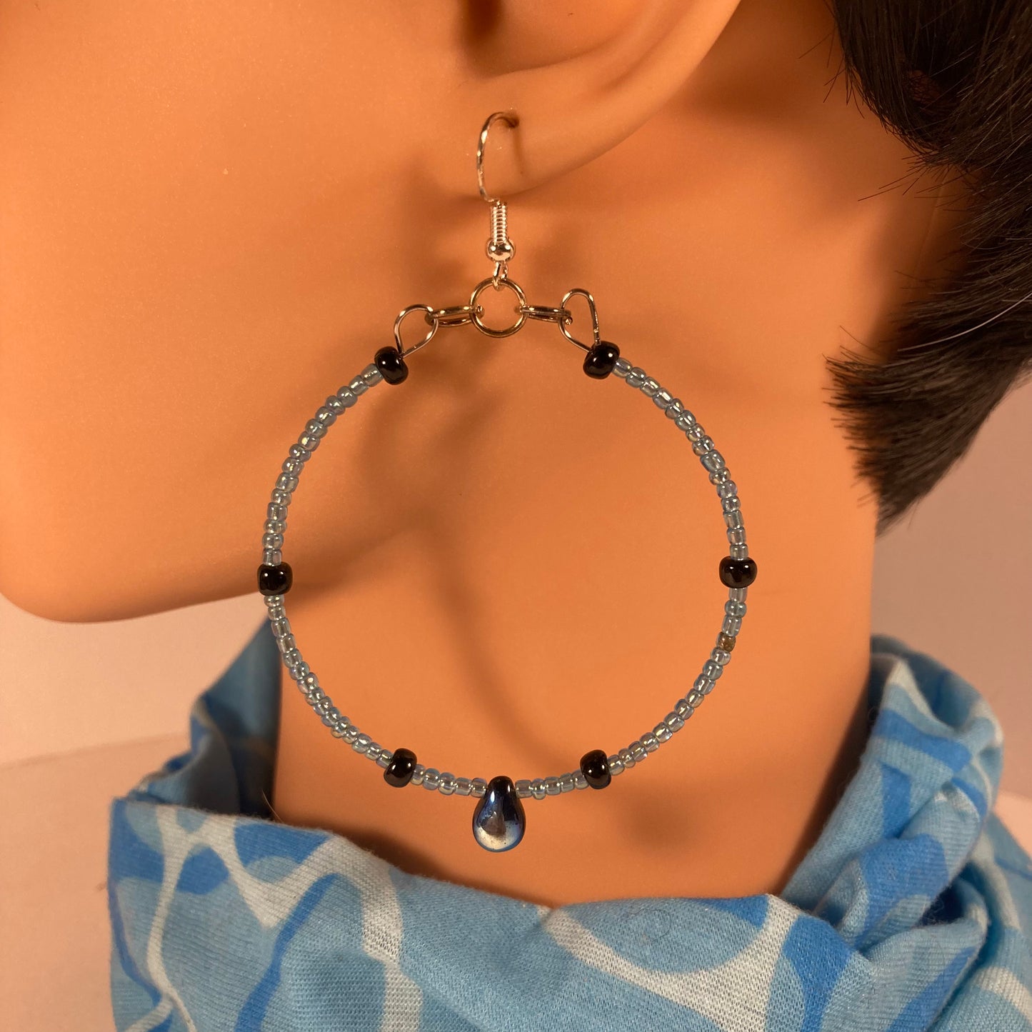 Blue Hoop Earrings