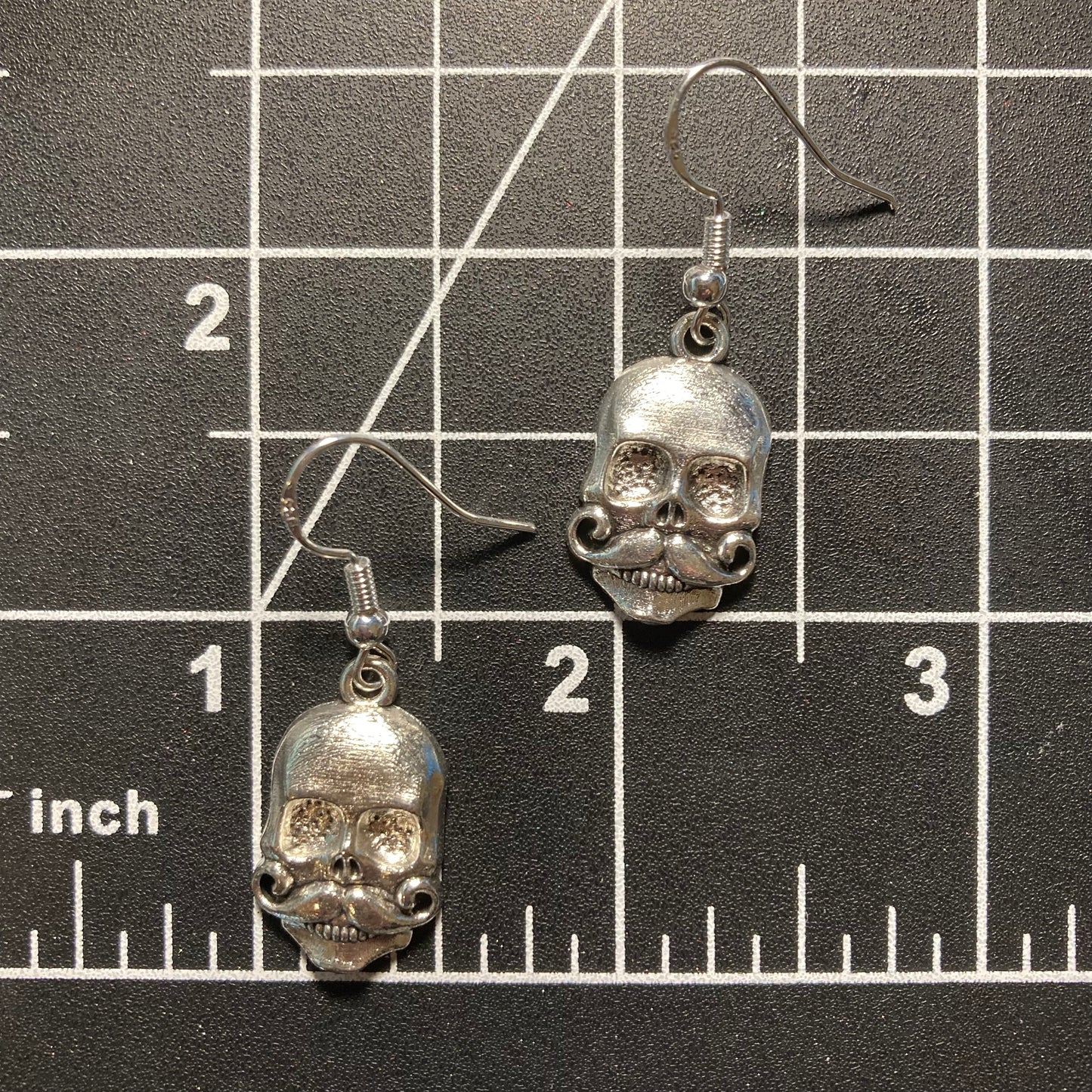 Skull with Moustache Earrings