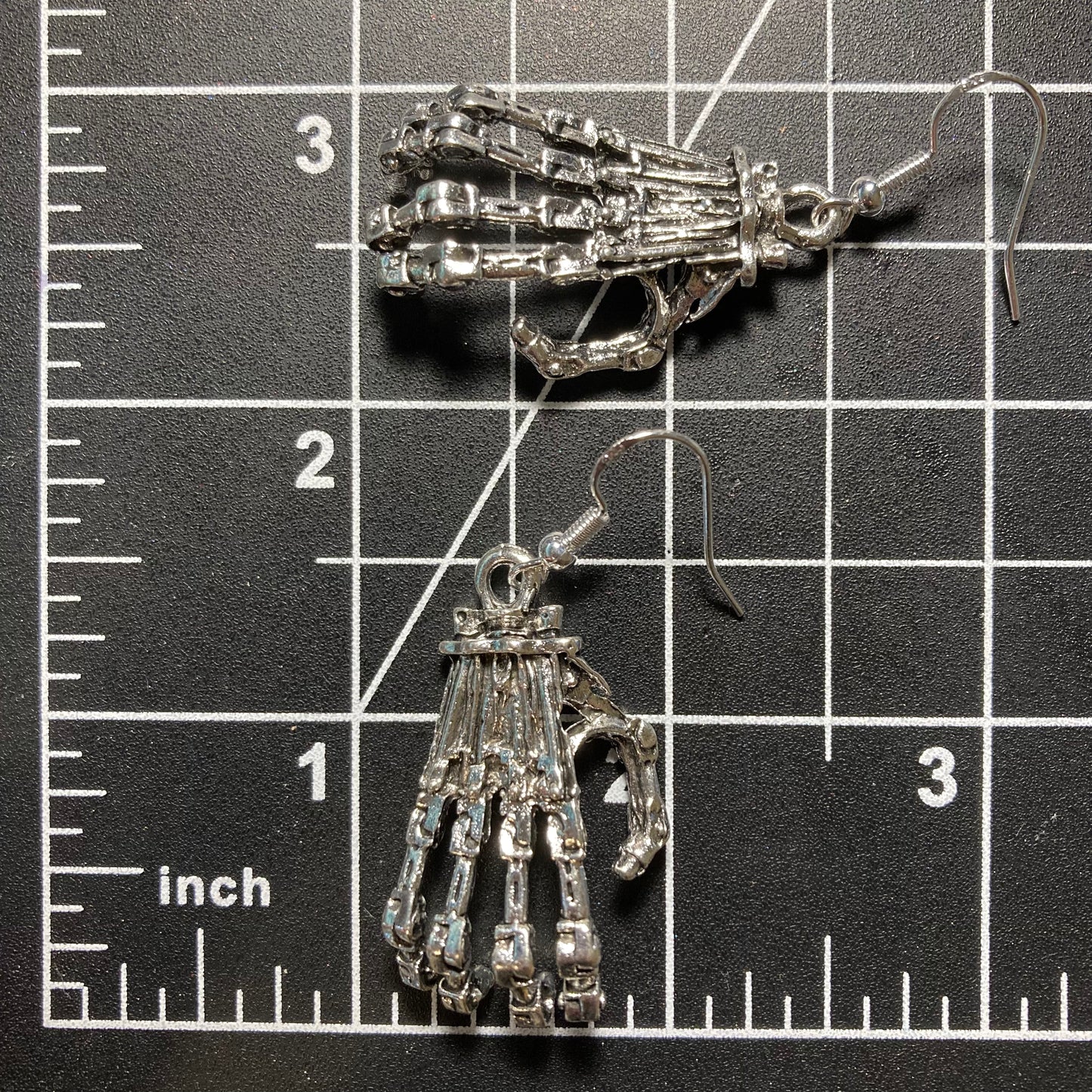 Halloween Earrings, Skeleton Hand Grip