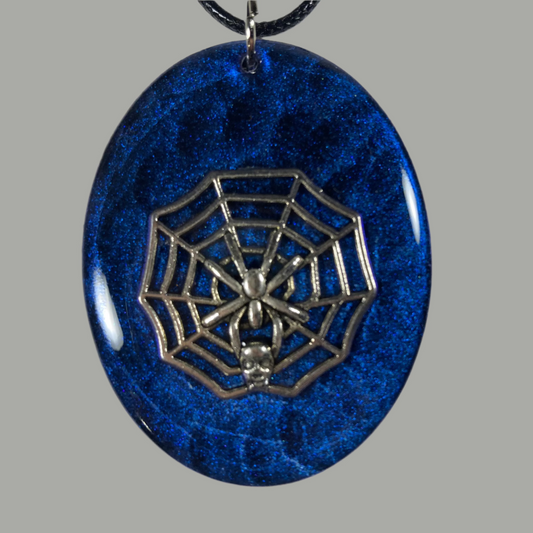 Blue Spiderweb Necklace