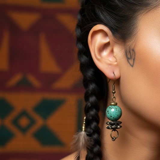 African Turquoise Dangle Earrings