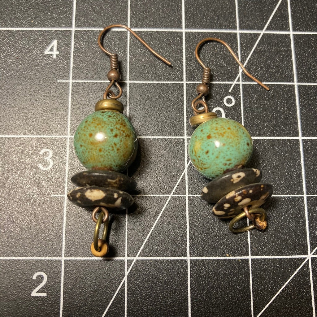 African Turquoise Dangle Earrings