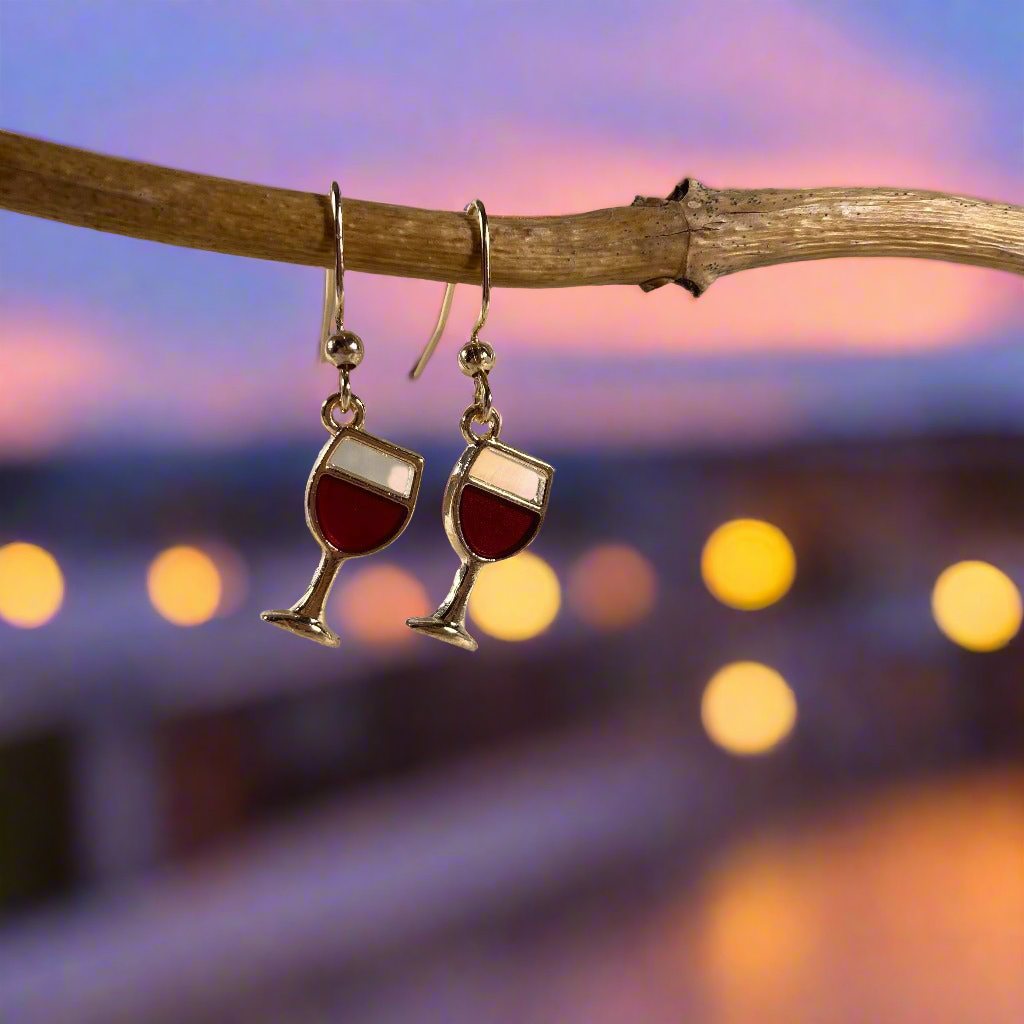 Red Wine Glasses Earrings