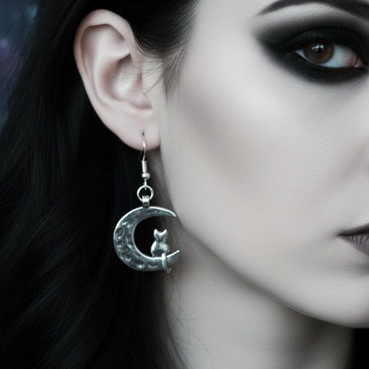 Cat on the Moon Earrings