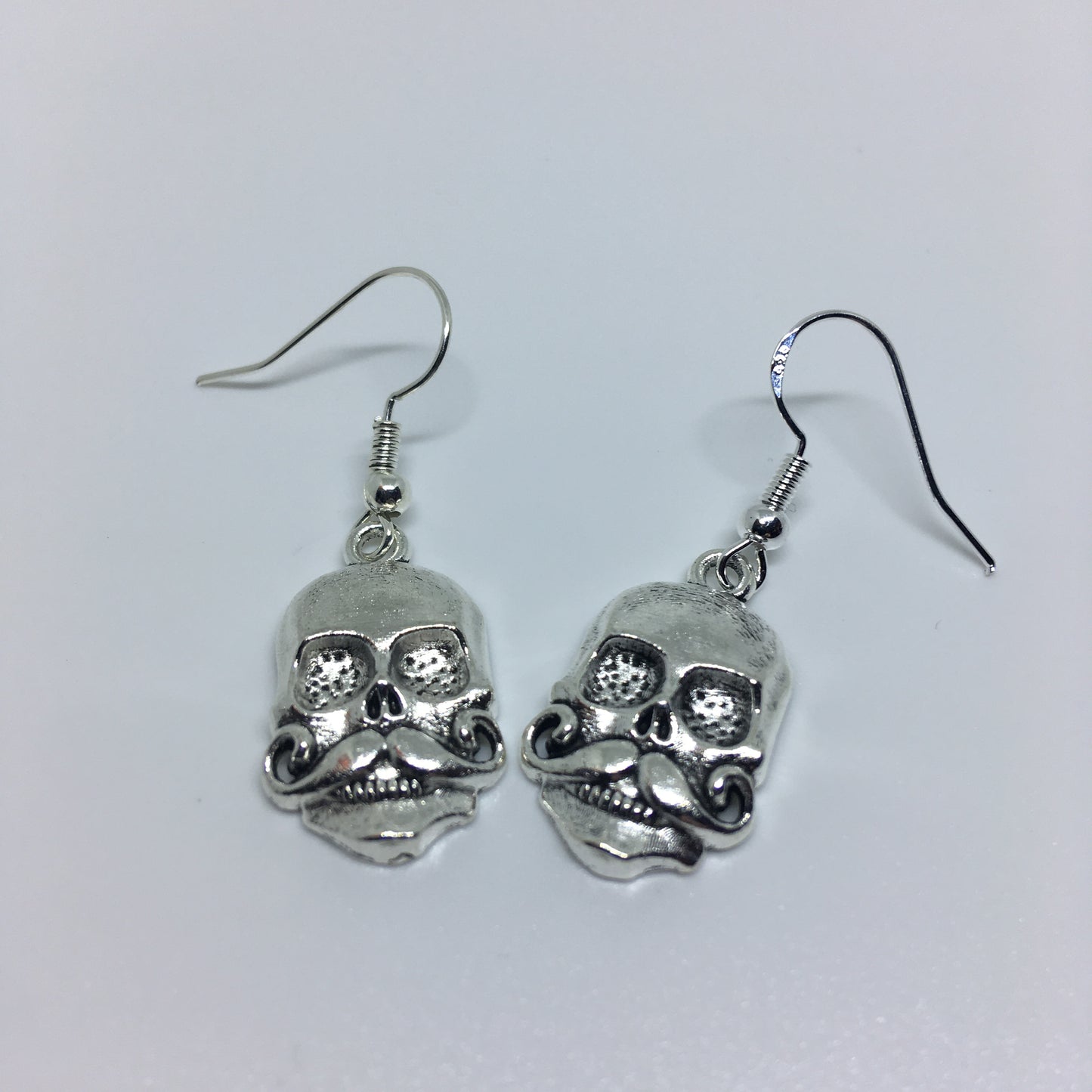 Skull with Moustache Charm Earrings