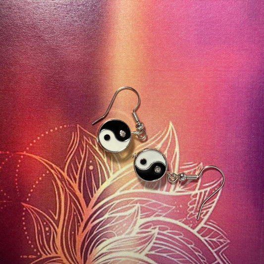 Yin & Yang Earrings with rhinestones