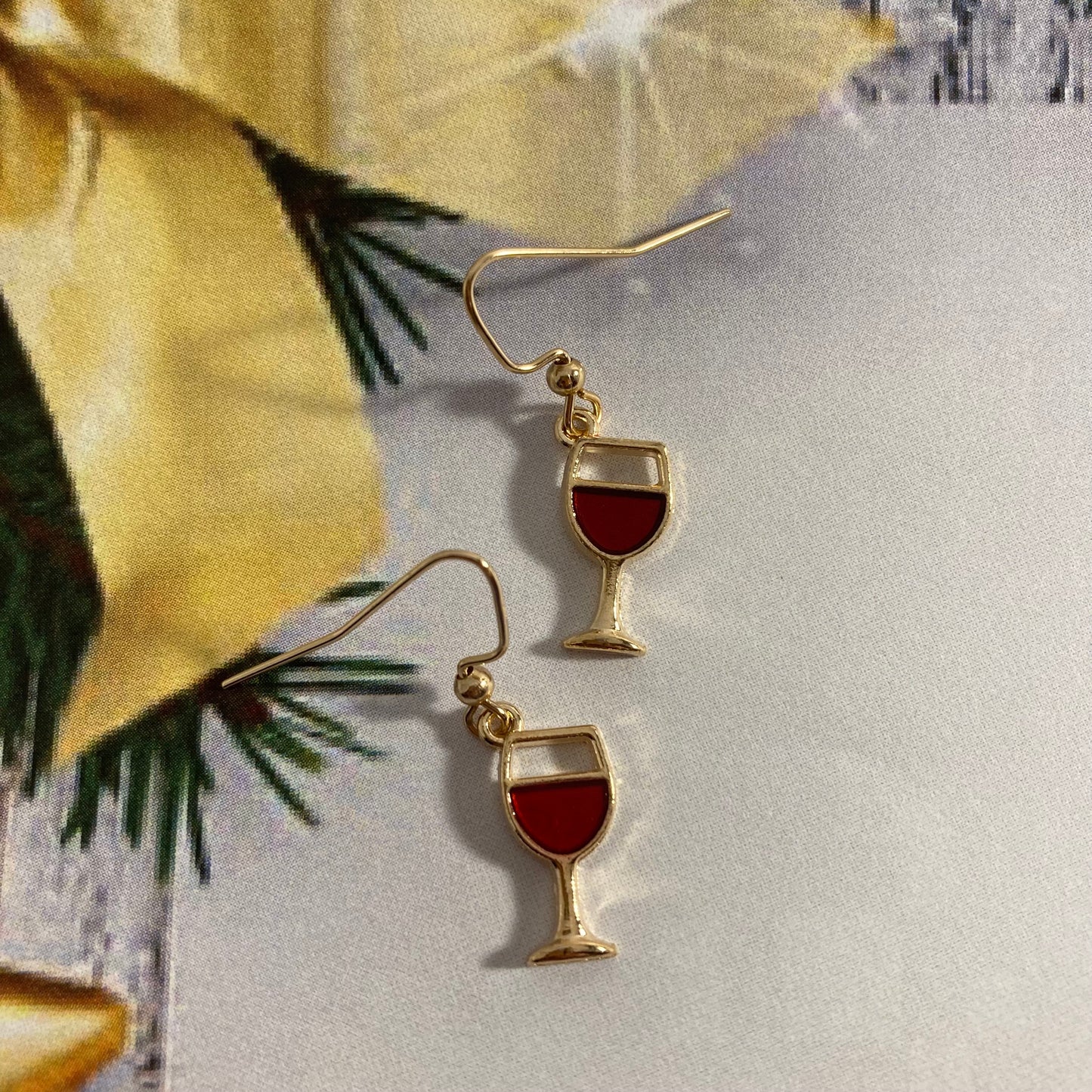 Red Wine Glasses Earrings