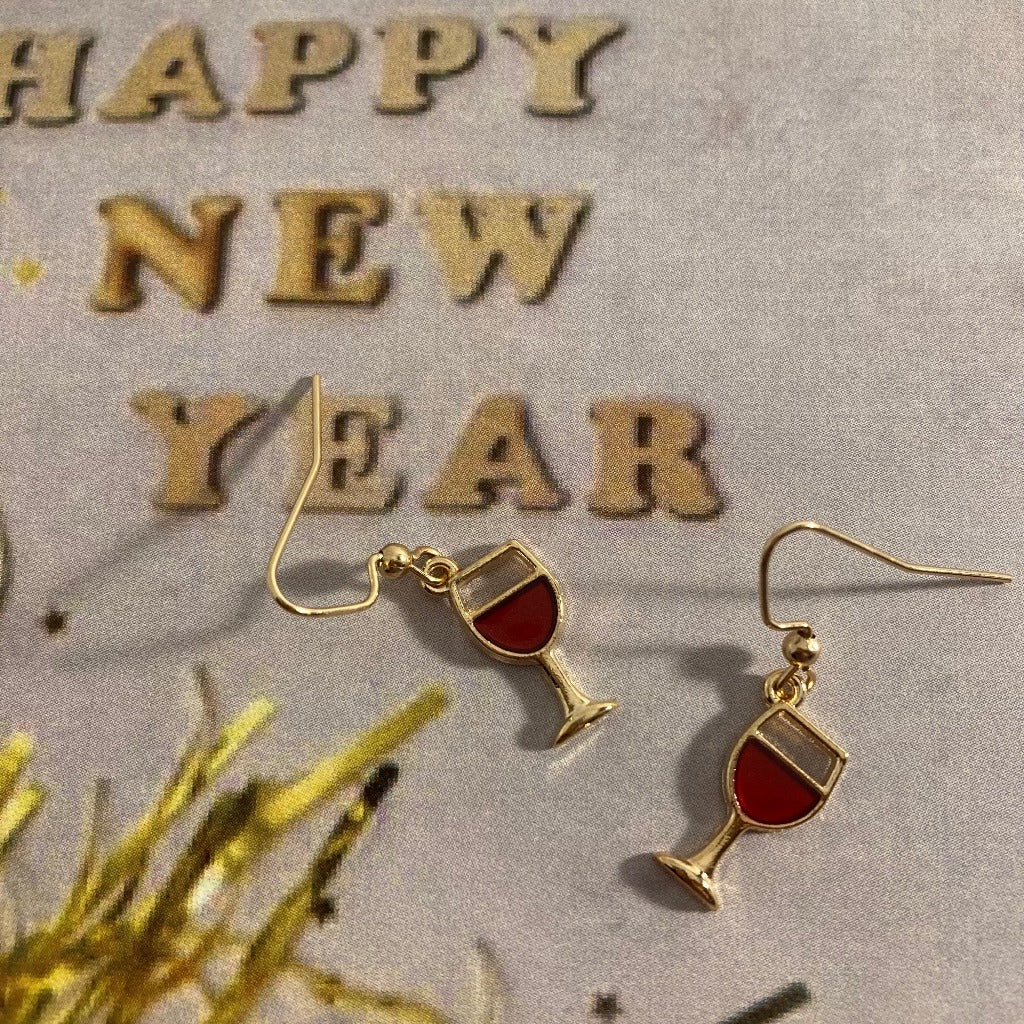 Red Wine Glasses Earrings