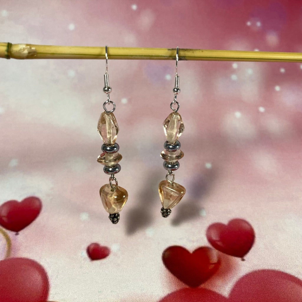 Rose Quartz Glass Beads Earrings