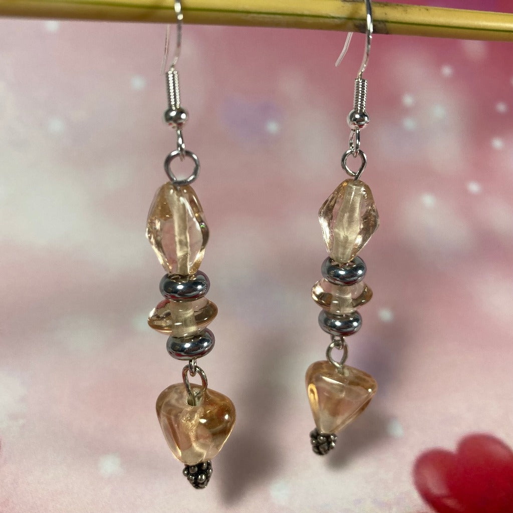 Rose Quartz Glass Beads Earrings