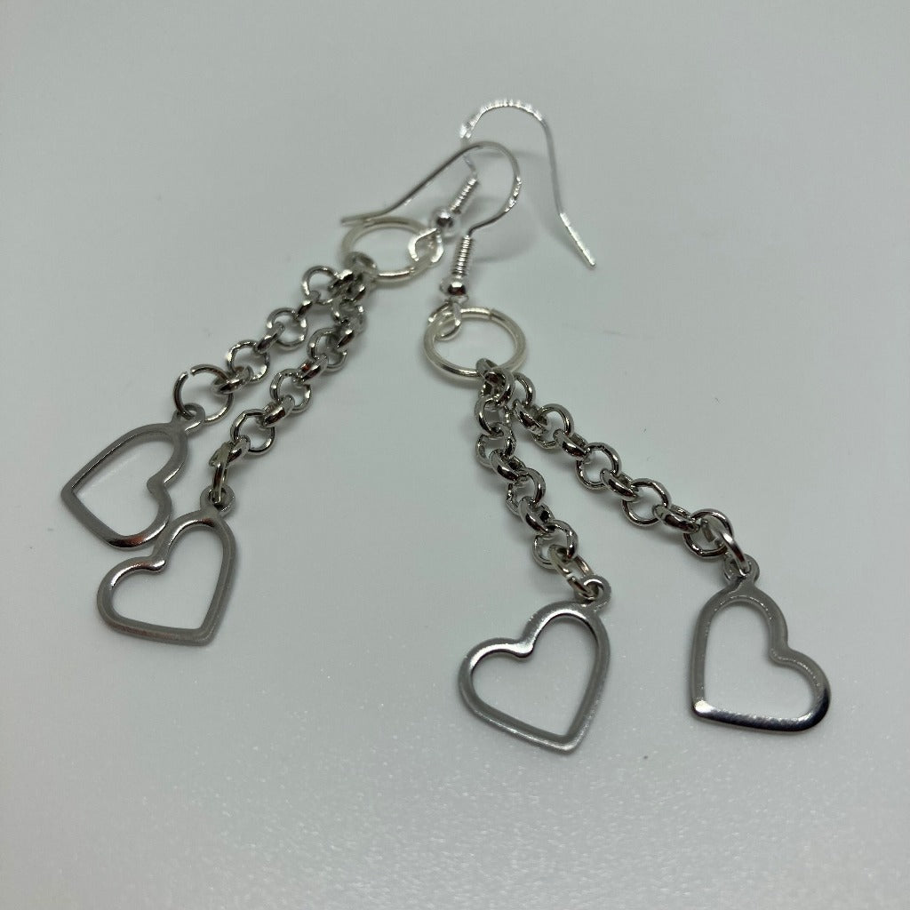 Metal Hearts Dangle Earrings