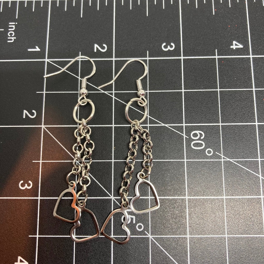 Metal Hearts Dangle Earrings