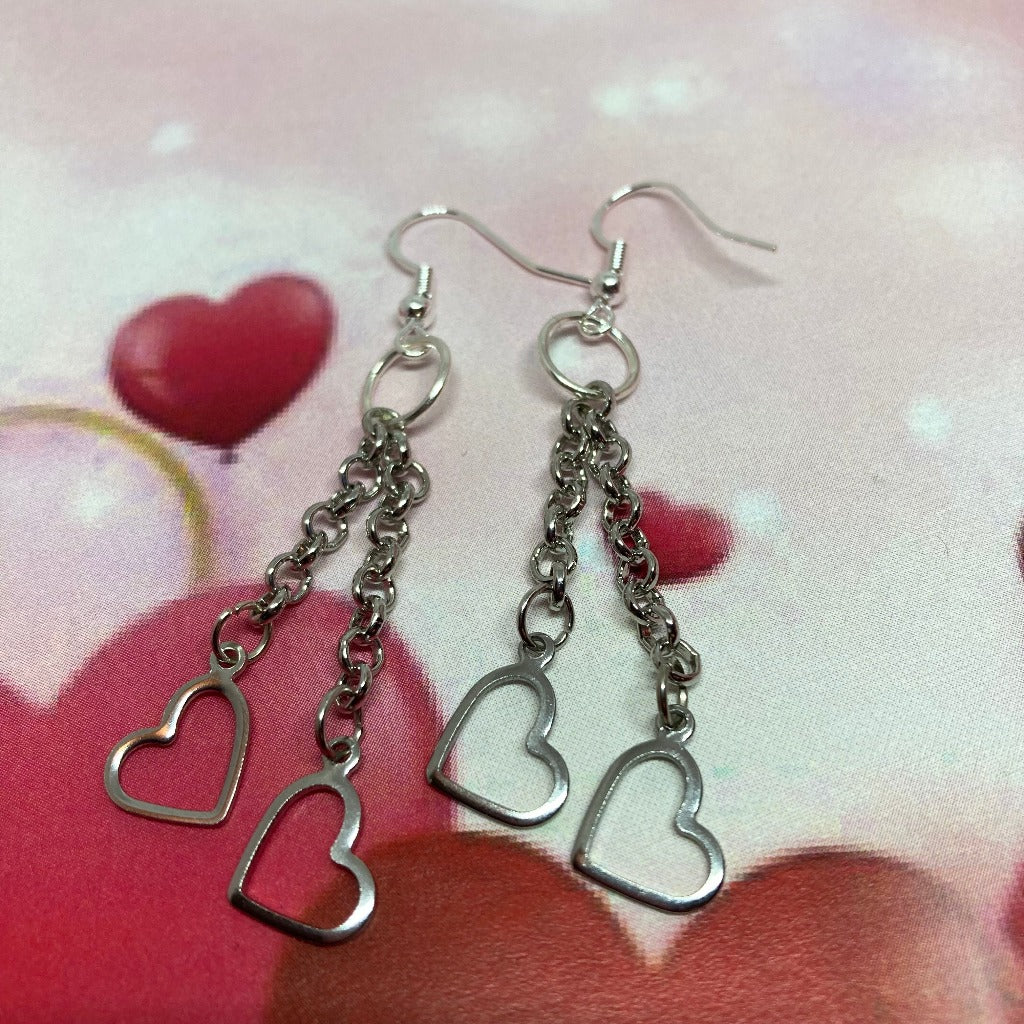 Metal Hearts Dangle Earrings