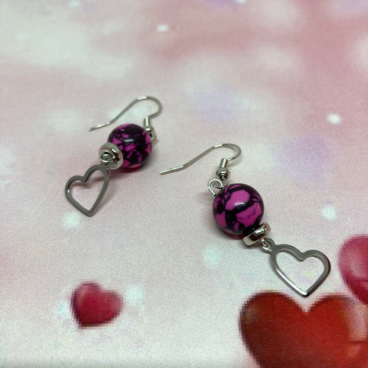 Purple and Black Marble Dangles