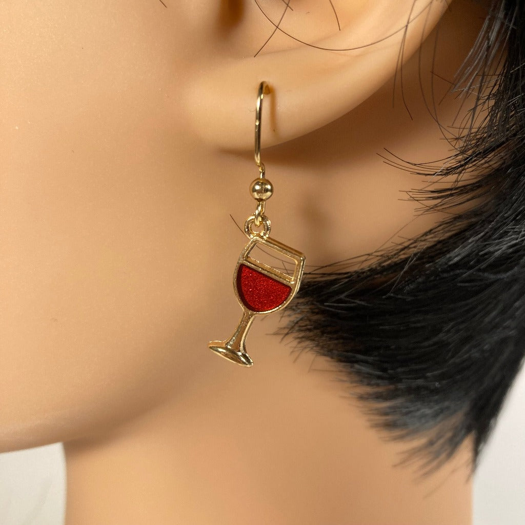 Red Wine Glasses Earrings