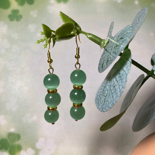 Iridescent Green Dangle Earrings