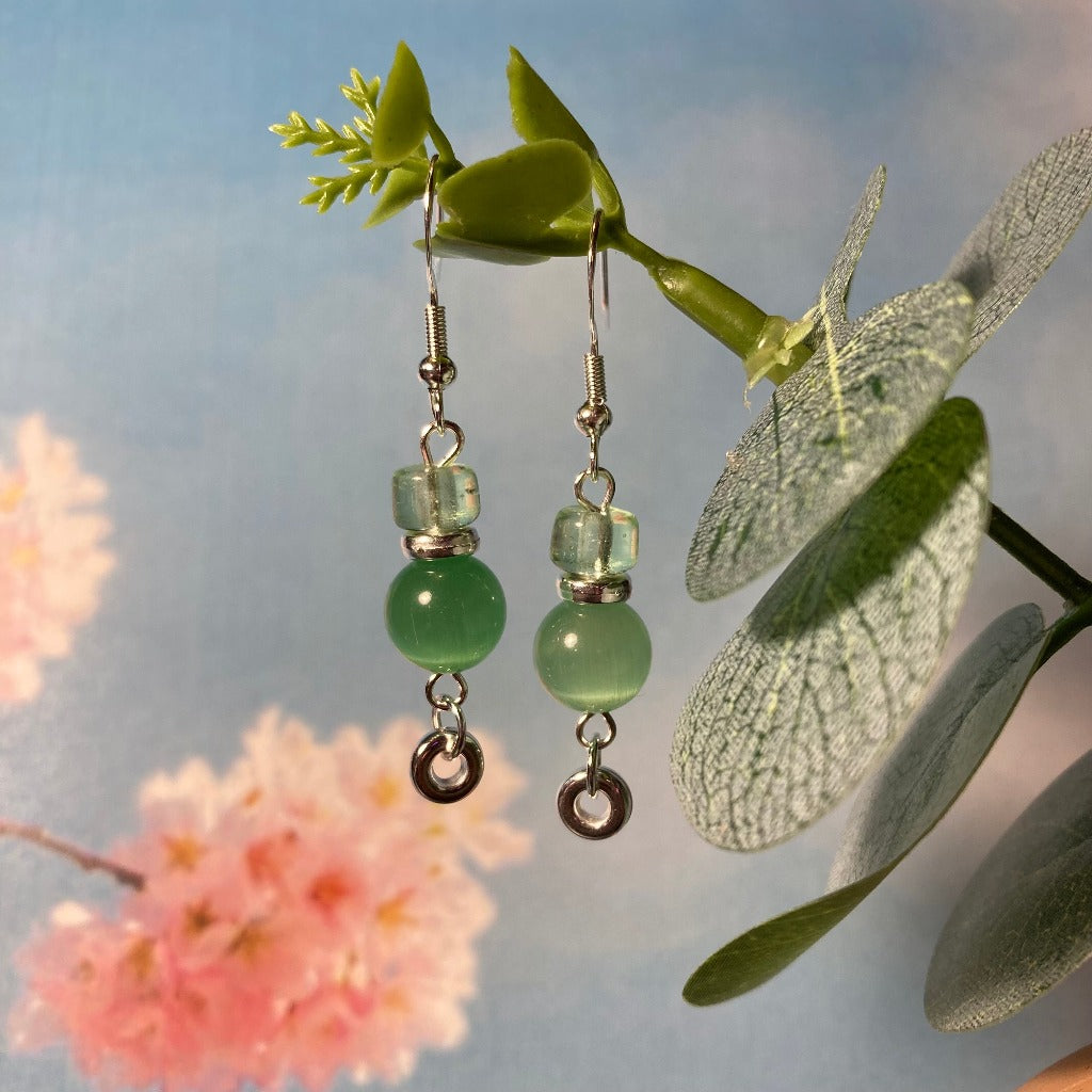 Iridescent Green Drop Earrings