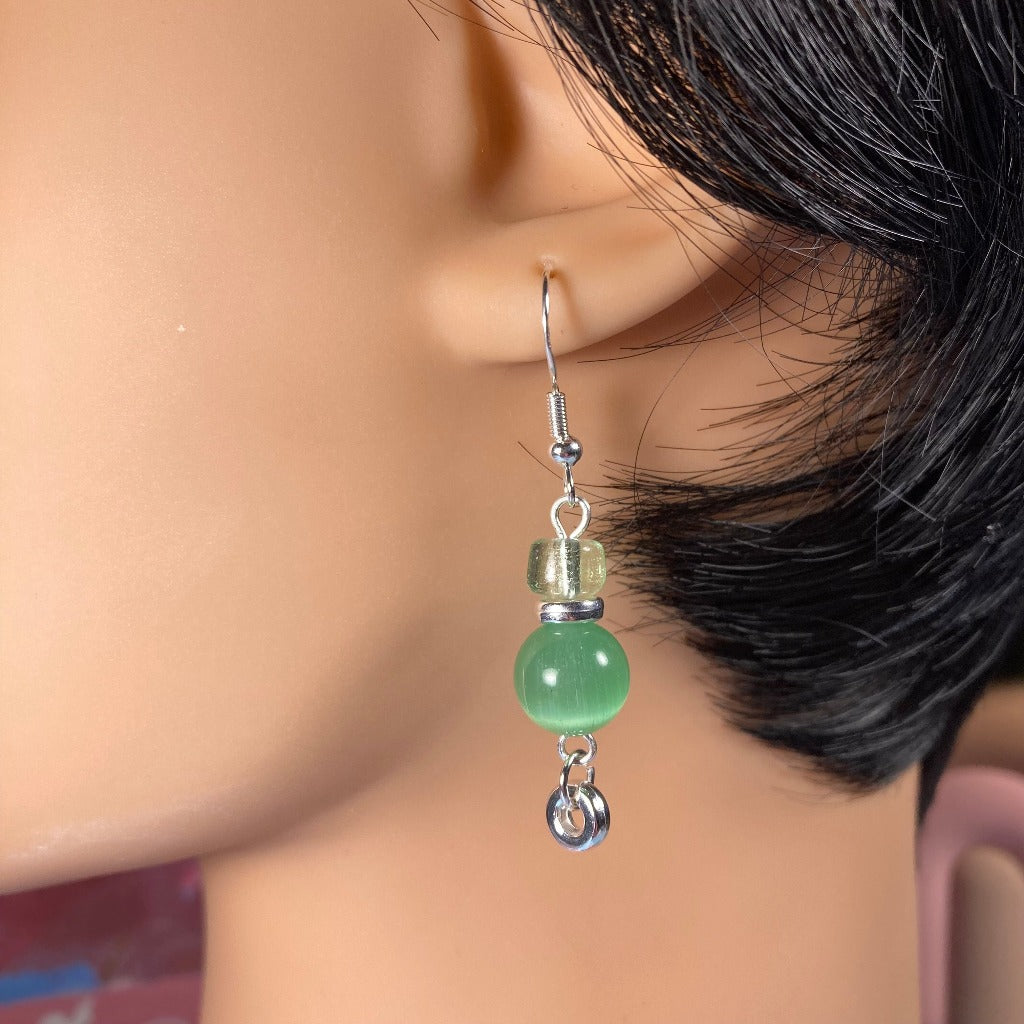 Iridescent Green Drop Earrings