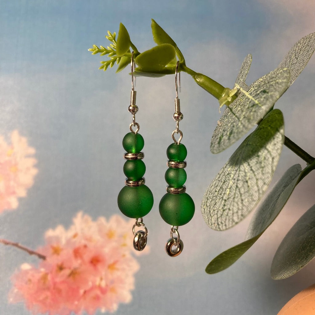 Translucent Green Glass Dangles