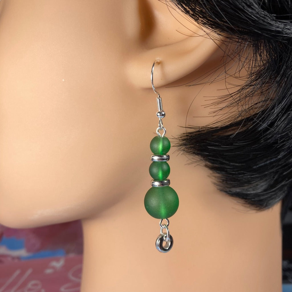 Translucent Green Glass Dangles