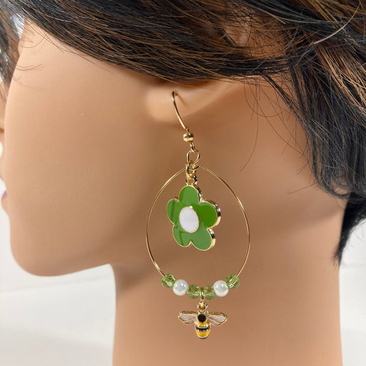 Bees and Flowers Earrings